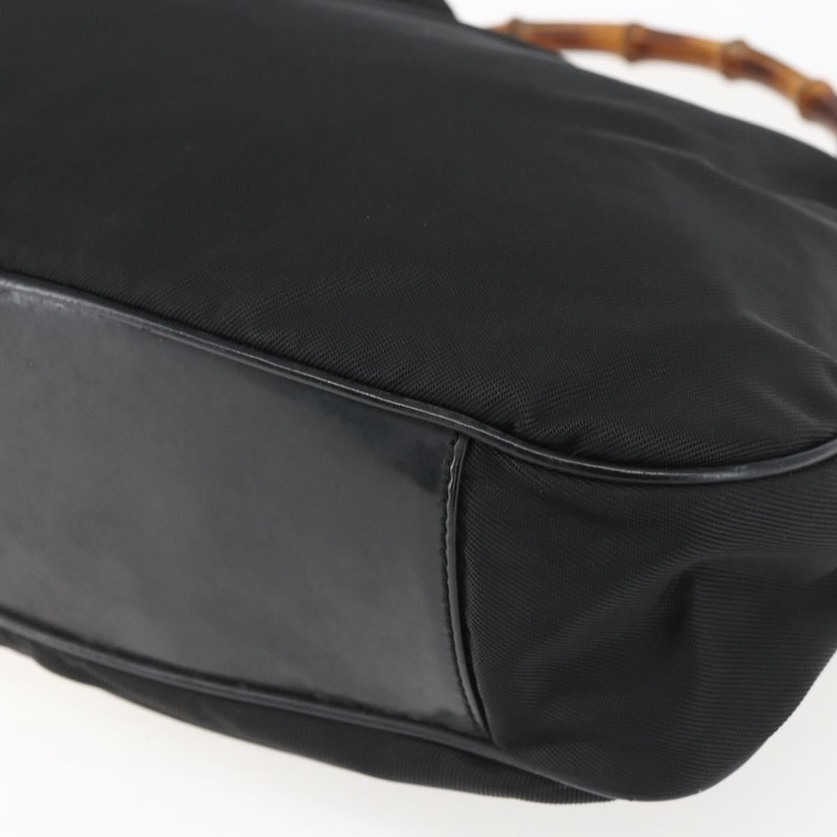 Gucci Vintage Bamboo Nylon and Patent Leather, Black, Nylon, Handbag