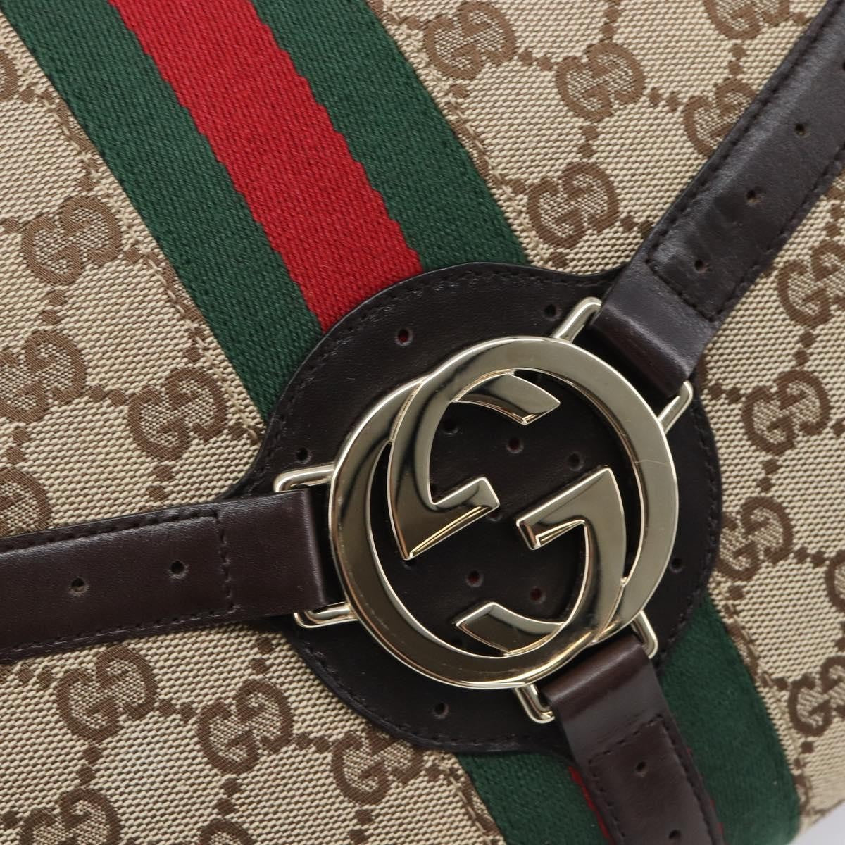 Gucci Reins Web Canvas, Beige, Canvas, Shoulder Bag
