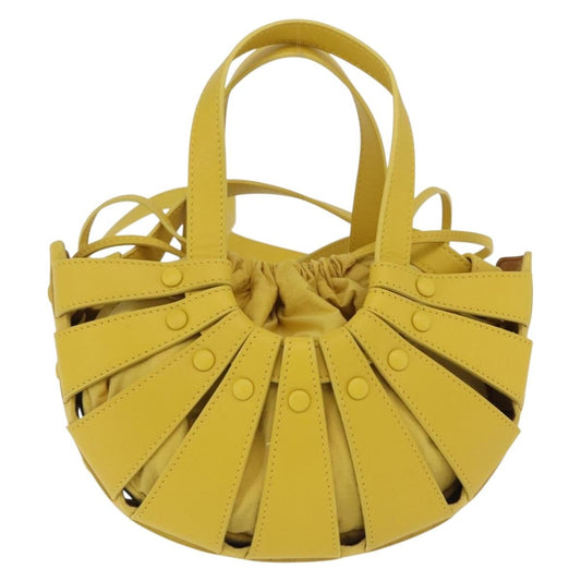 Bottega Veneta Shell Leather, Yellow, Leather, Handbag