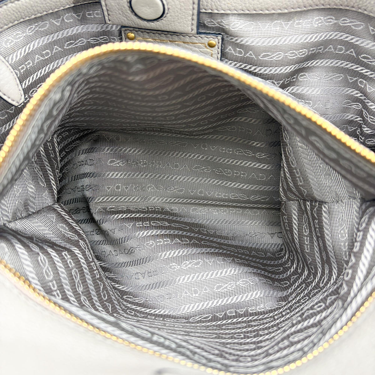 Prada Shoulder Bag Leather, Gray, Calfskin, Shoulder Bag