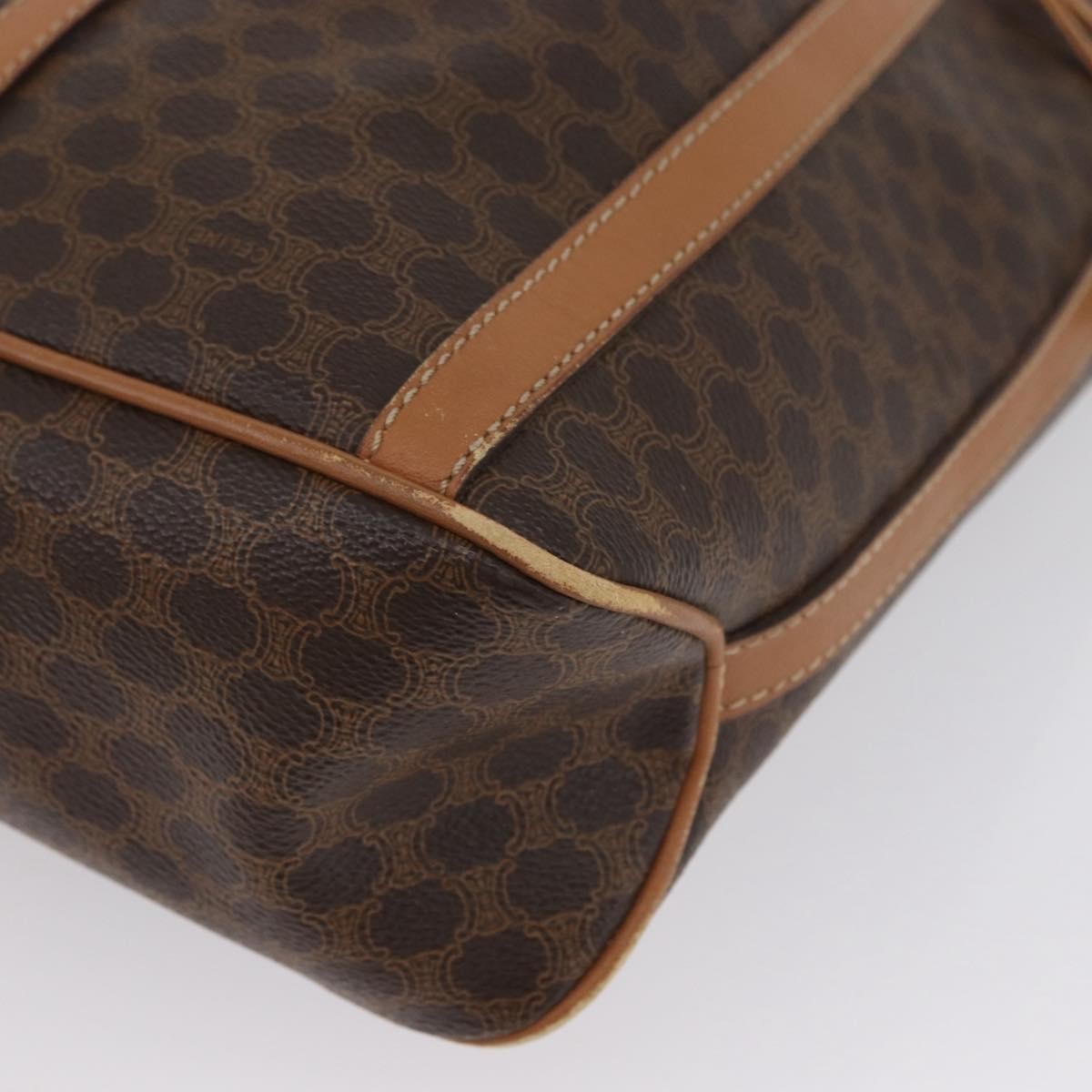 Celine Vintage Shoulder Bag Macadam Canvas & Leather, Brown, Canvas, Shoulder Bag