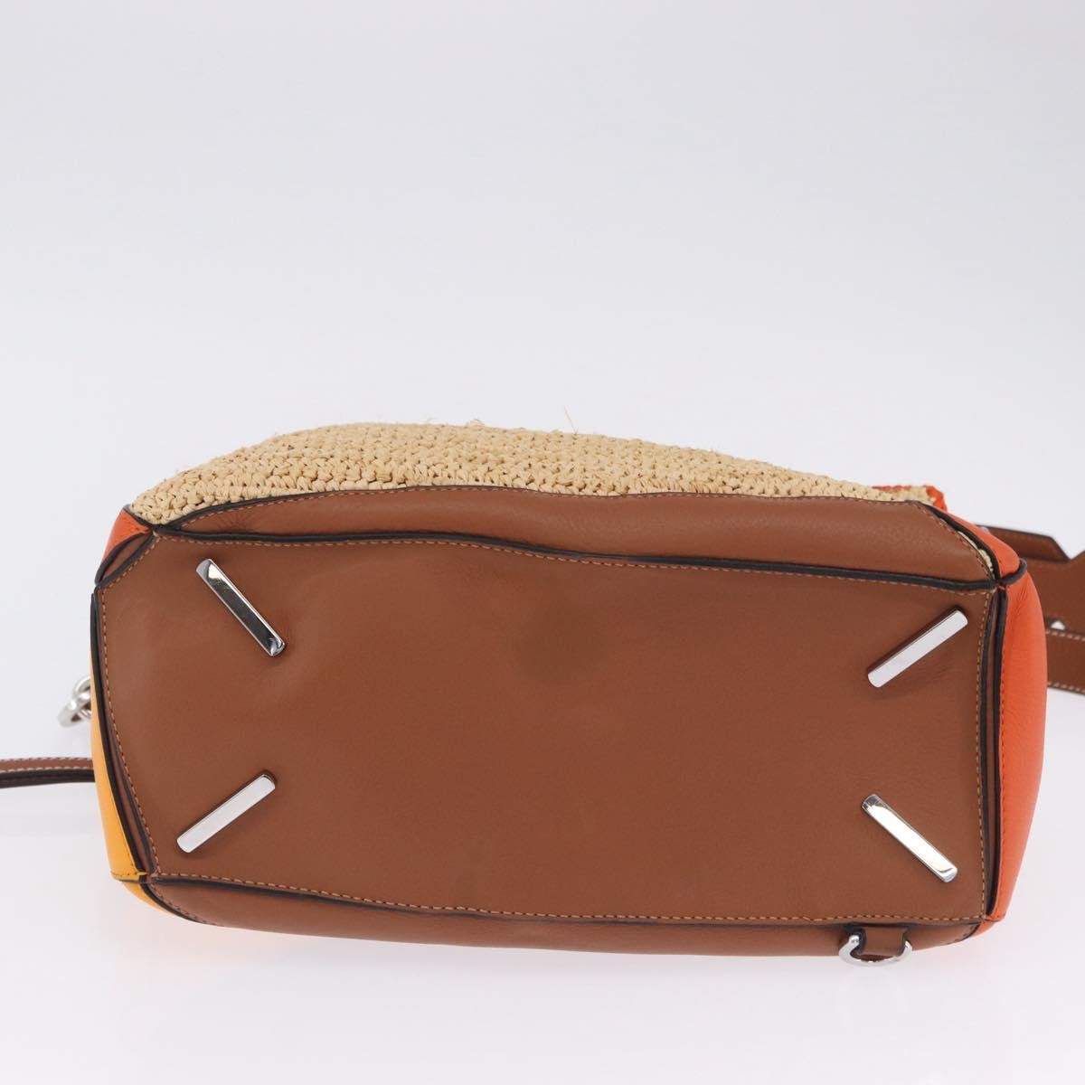 Loewe Puzzle Leather and Raffia, Beige, Leather, Handbag