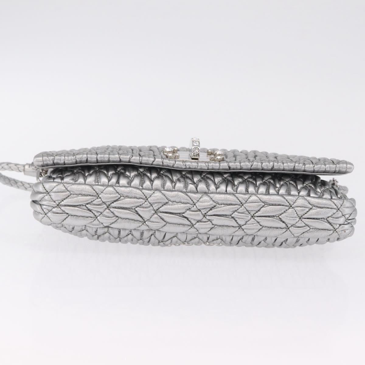 Miu Miu Crystal Clutch Matelasse Leather, Silver, Leather, Clutch