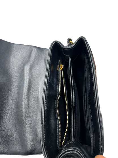 Saint Laurent Loulou NM Matelasse Chevron Leather, Black, Leather, Shoulder Bag