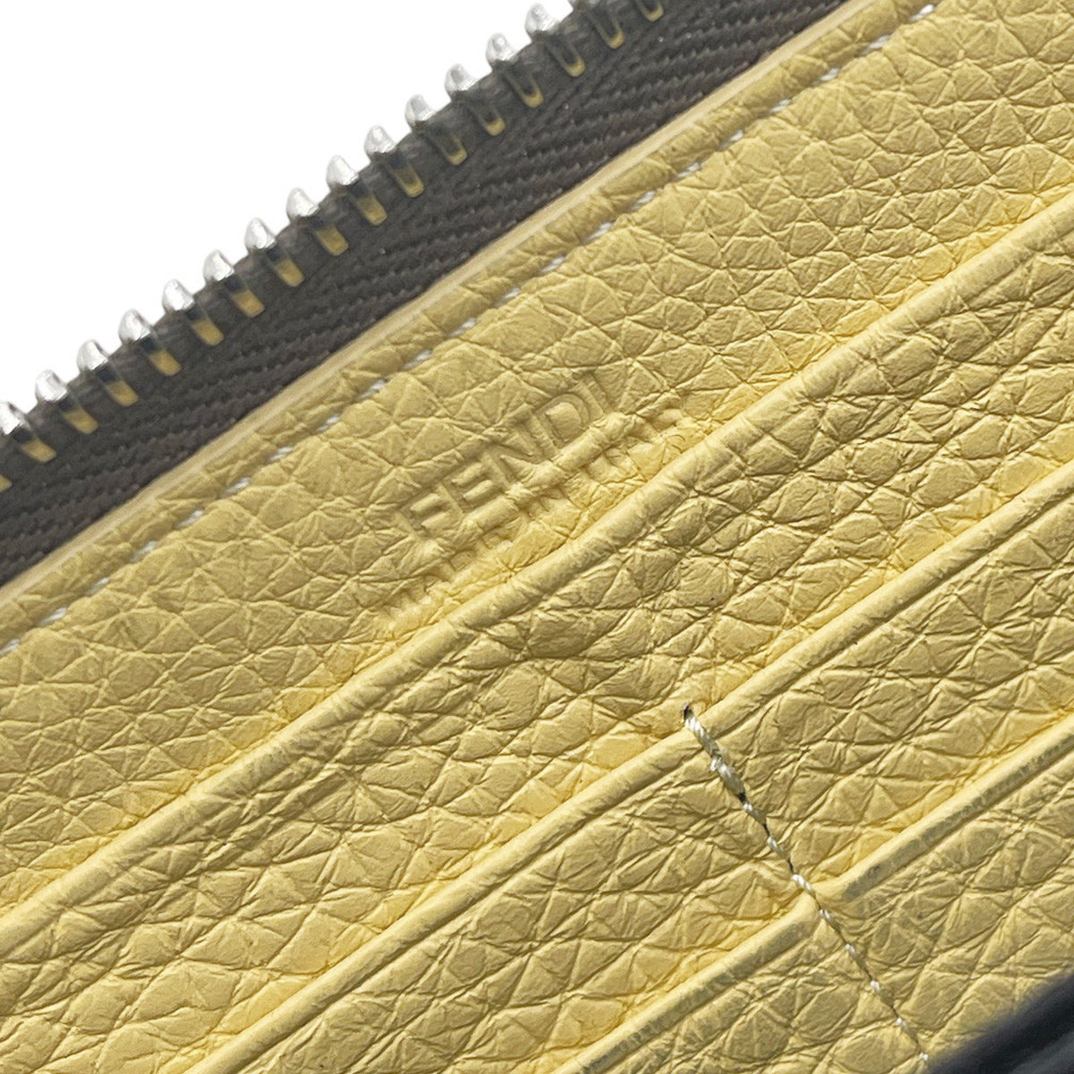 Fendi Forever Zip Around Printed Leather, Beige, Leather, Wallet