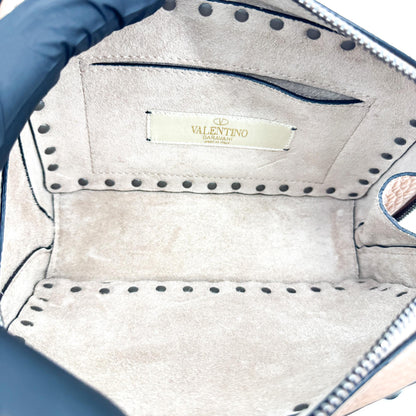 Valentino Garavani Rockstud Chain Camera Leather, Brown, Leather, Crossbody Bag