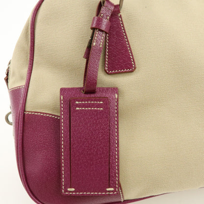 Prada Bowler Canvas with Leather, Purple, Canvas, Shoulder Bag