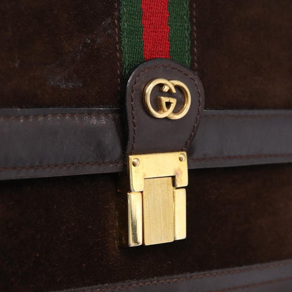 Gucci Vintage Web Sherry Line Suede, Brown, Suede, Handbag