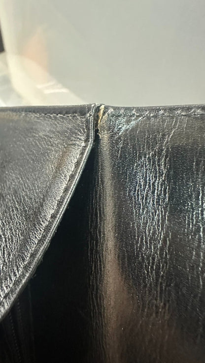 Salvatore Ferragamo Convertible Top Handle Leather, Black, Leather, Handbag