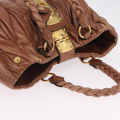 Miu Miu Coffer Satchel Matelasse Leather, Brown, Leather, Handbag