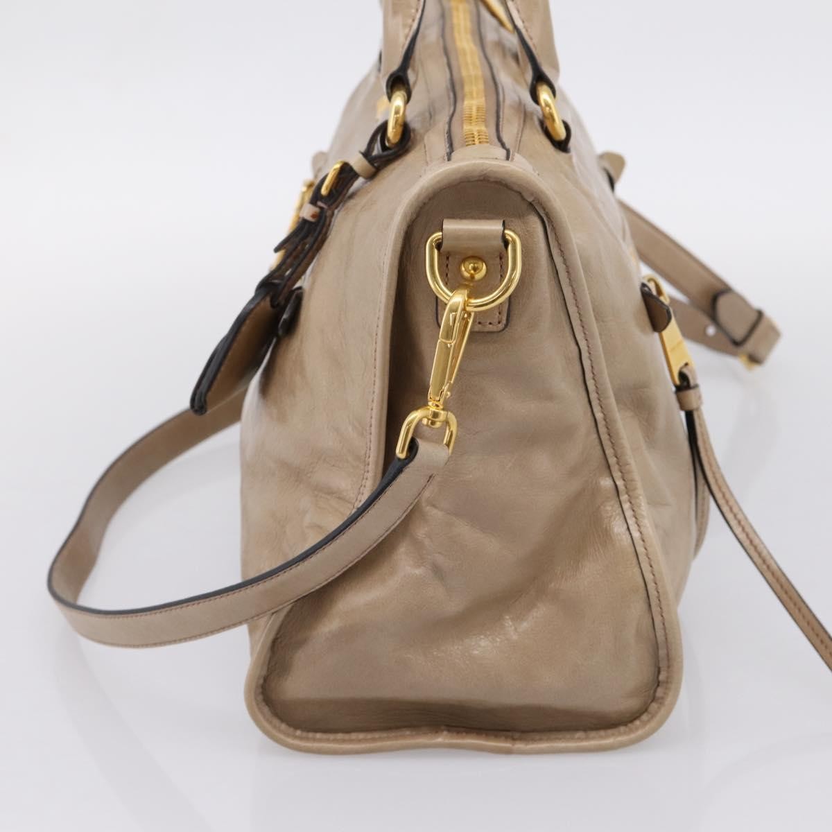Miu Miu Convertible Bauletto Vitello Shine, Beige, Leather, Handbag