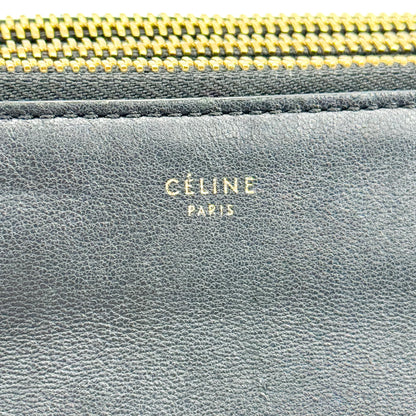 Celine Trio Leather, Black, Leather, Crossbody Bag