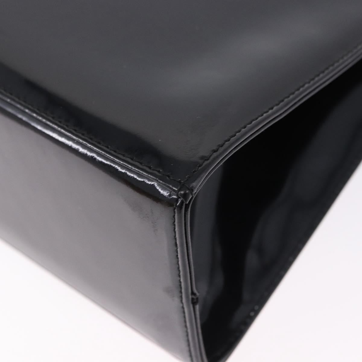 Salvatore Ferragamo Vintage Gancini Chain Patent Leather, Black, Patent Leather, Shoulder Bag