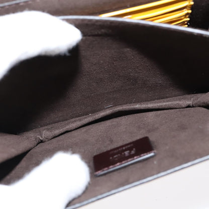 Fendi Curligraphy Shoulder Enamel Yellow Silver, YELLOW, PATENT_LEATHER, Shoulder bag