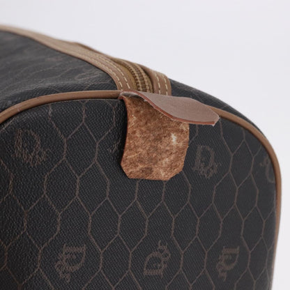 Christian Dior Vintage Honeycomb Boston Canvas and Leather, Black, Canvas, Travel Bag
