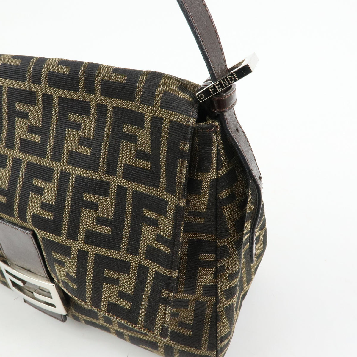 Fendi Zucchino Mamma Baguette Canvas, Brown, Canvas, Shoulder Bag