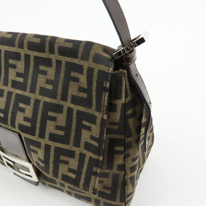 Fendi Zucchino Mamma Baguette Canvas, Brown, Canvas, Shoulder Bag
