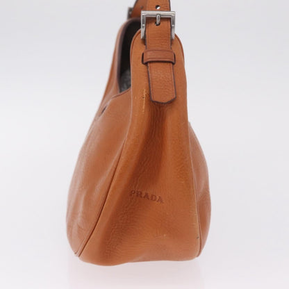 Prada Shoulder Leather, Brown, Leather, Shoulder Bag