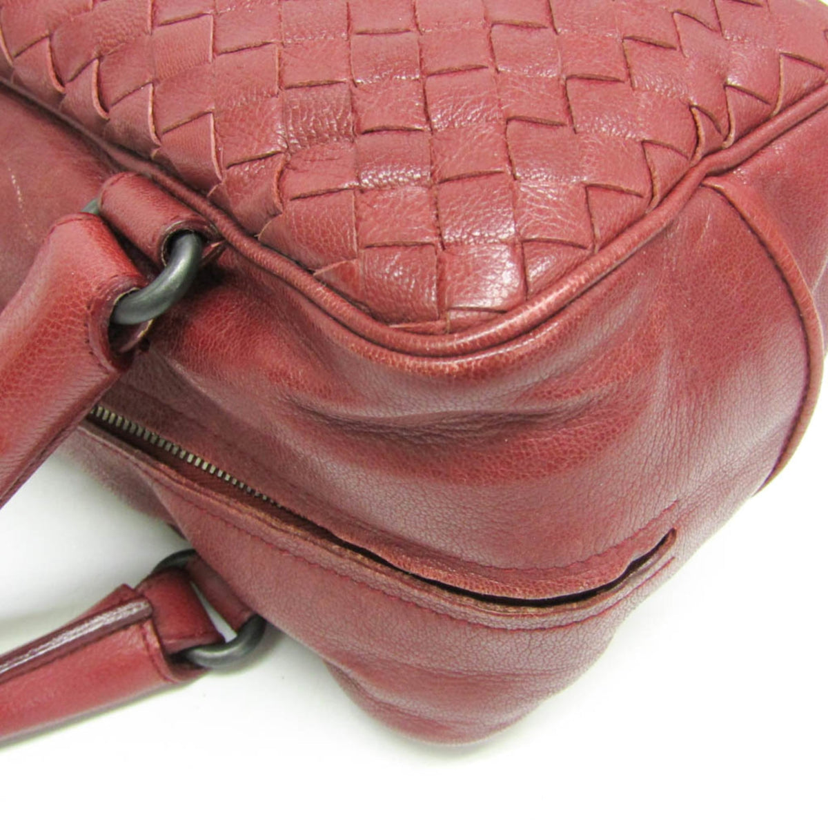 Bottega Veneta Zip Boston Intrecciato Nappa, Red, Leather, Handbag