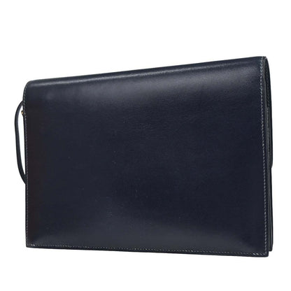 Hermes Jet Clutch Box Calf, Navy, Leather, Clutch