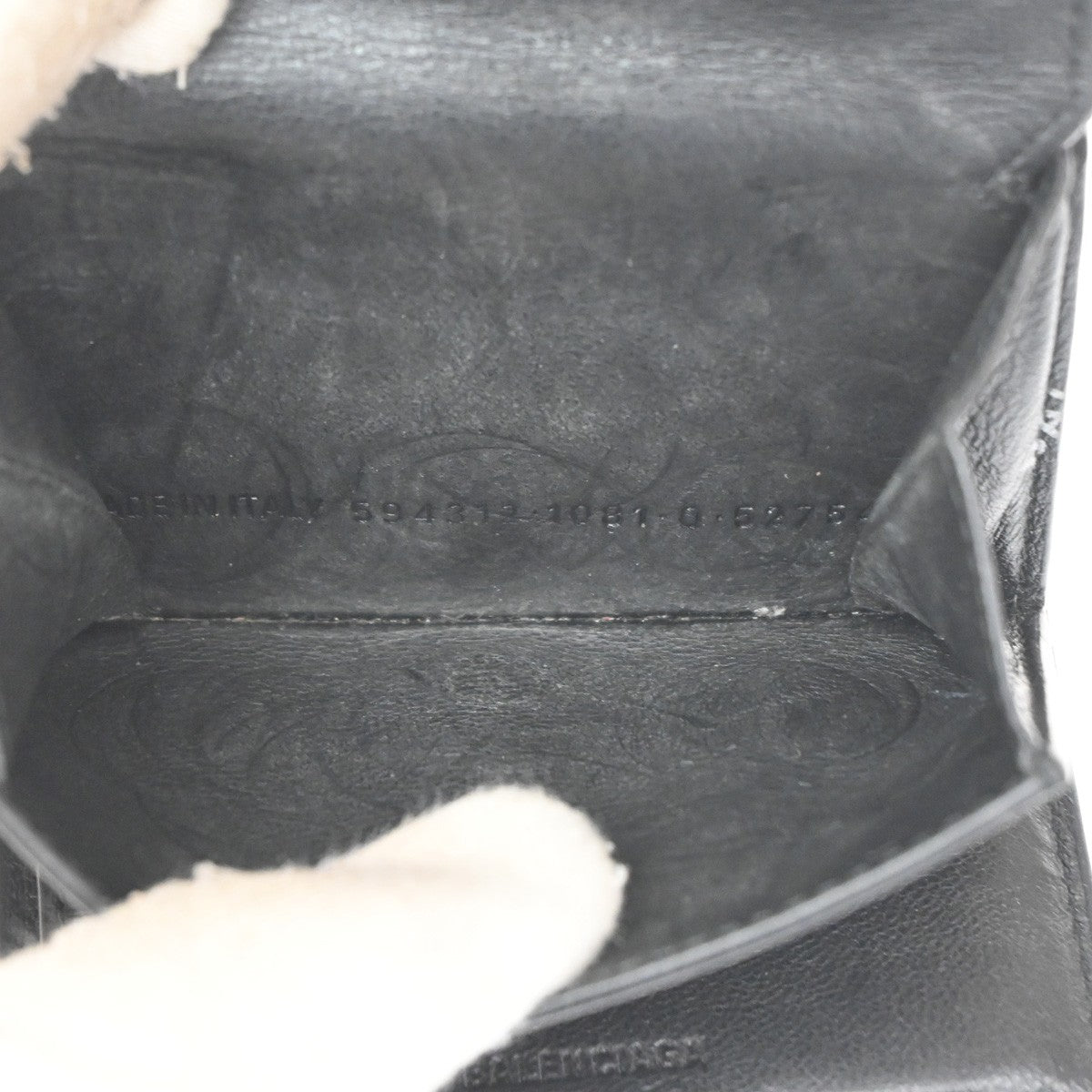 Balenciaga Logo Trifold Leather, Black, Leather, Wallet