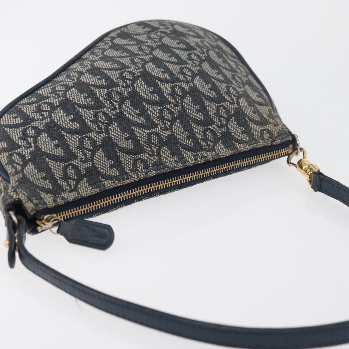 Christian Dior Vintage Saddle Bag Canvas, Navy, Canvas, Clutch