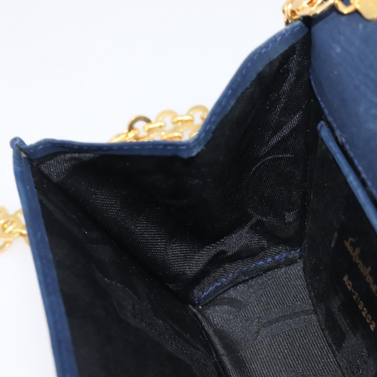 Salvatore Ferragamo Ginny Chain Waist Suede, Navy, Suede, Handbag