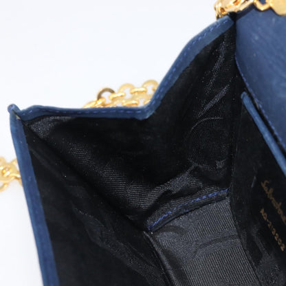 Salvatore Ferragamo Ginny Chain Waist Suede, Navy, Suede, Handbag