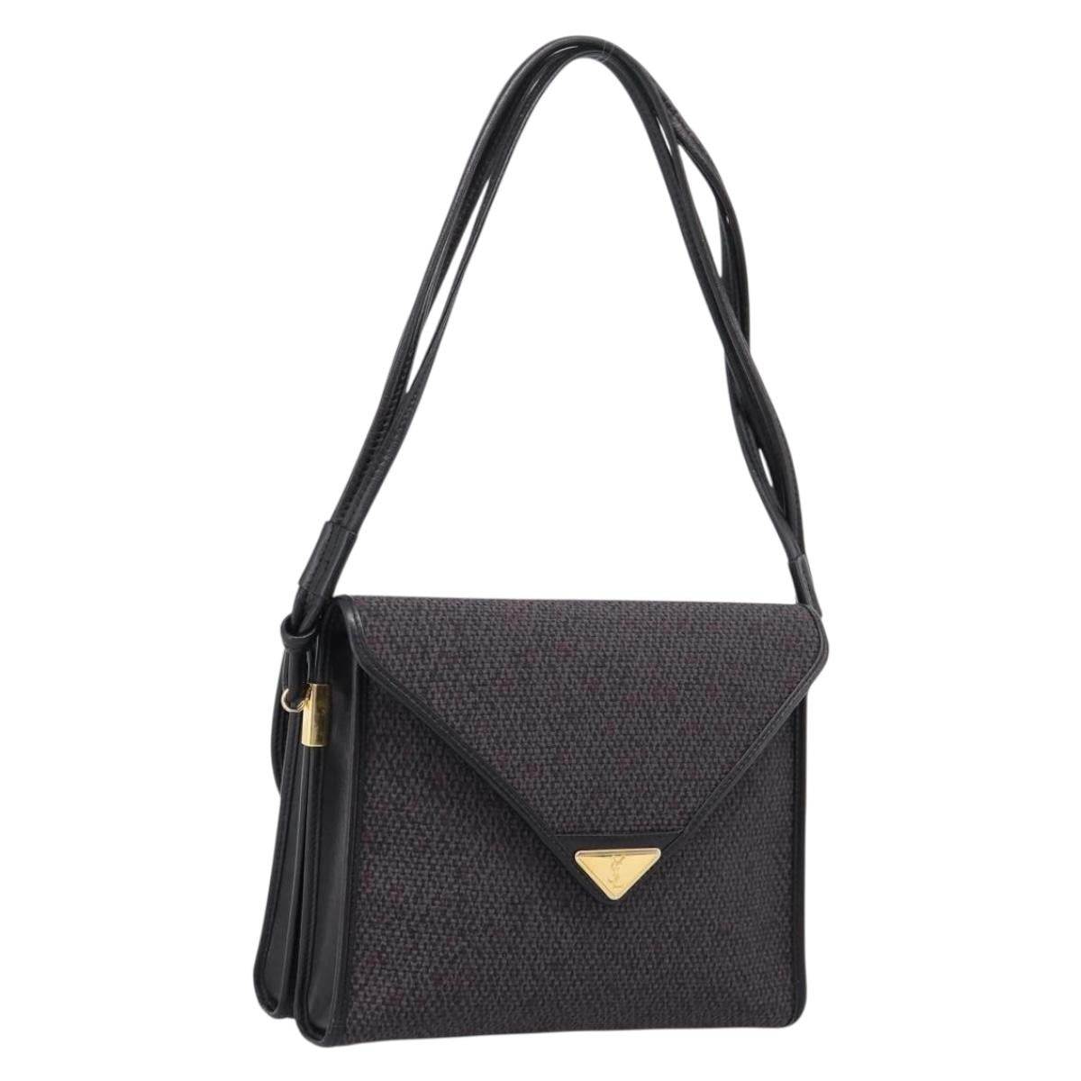 Saint Laurent Vintage Shoulder bag Leather, Gray, Canvas, Shoulder Bag