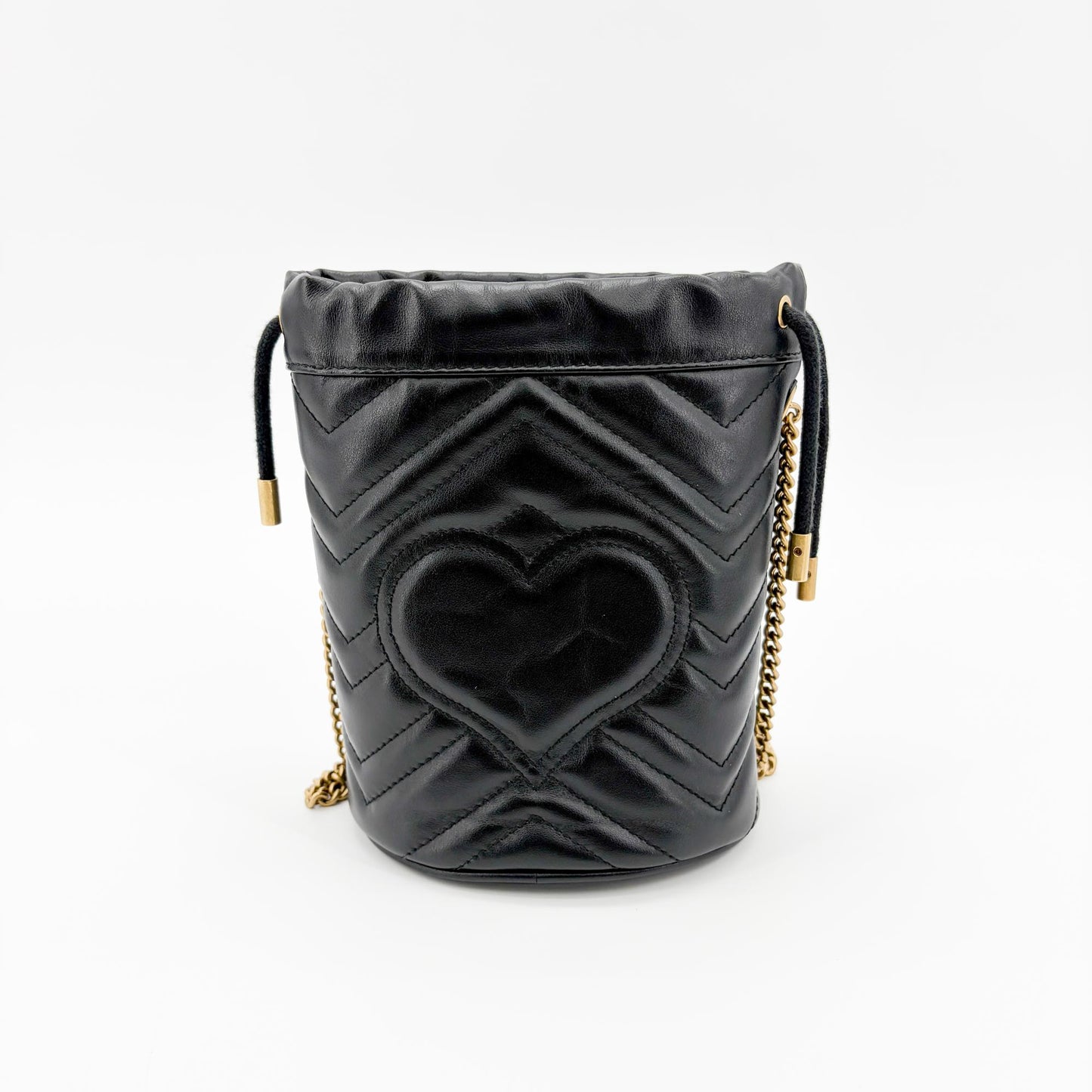 Gucci GG Marmont Bucket Matelasse Leather, Black, Leather, Handbag