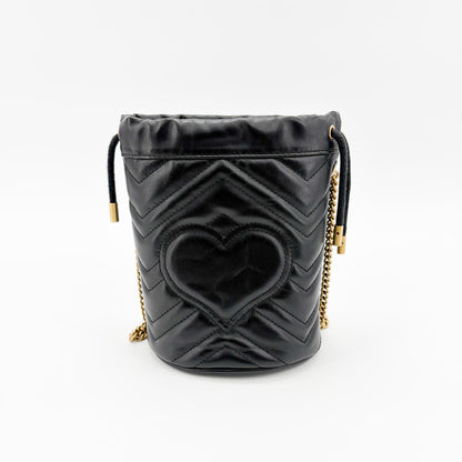 Gucci GG Marmont Bucket Matelasse Leather, Black, Leather, Handbag