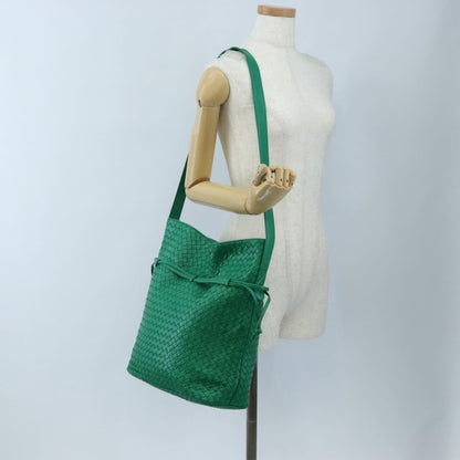 Bottega Veneta Intrecciato Shoulder Leather, Green, Leather, Shoulder Bag