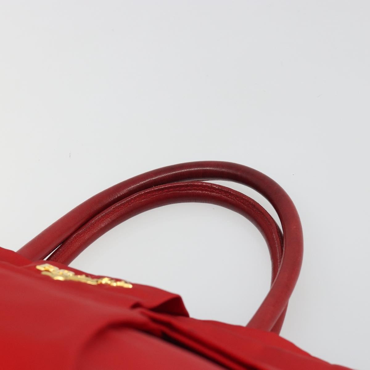 Prada Bow Tote Tessuto with Leather, Red, Nylon, Tote Bag