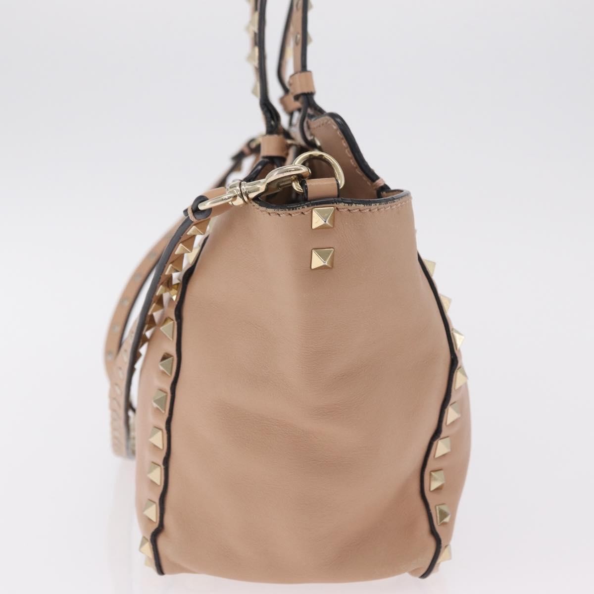 Valentino Garavani Rockstud Soft Leather, Beige, Leather, Tote Bag