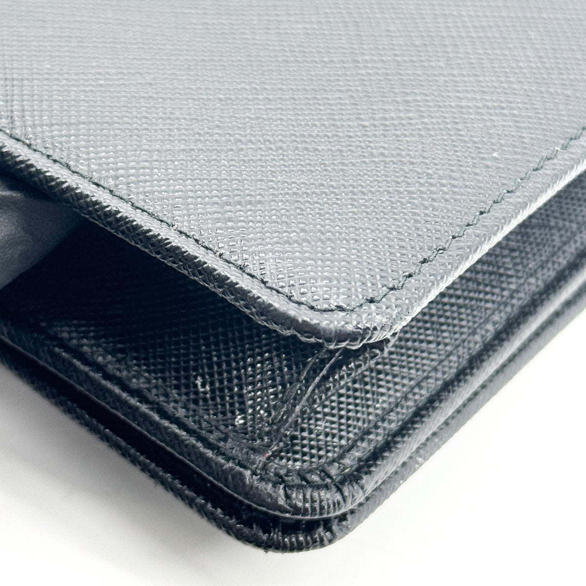 Prada Flap Card Case on Chain Saffiano Leather, Black, Leather, Card Holder