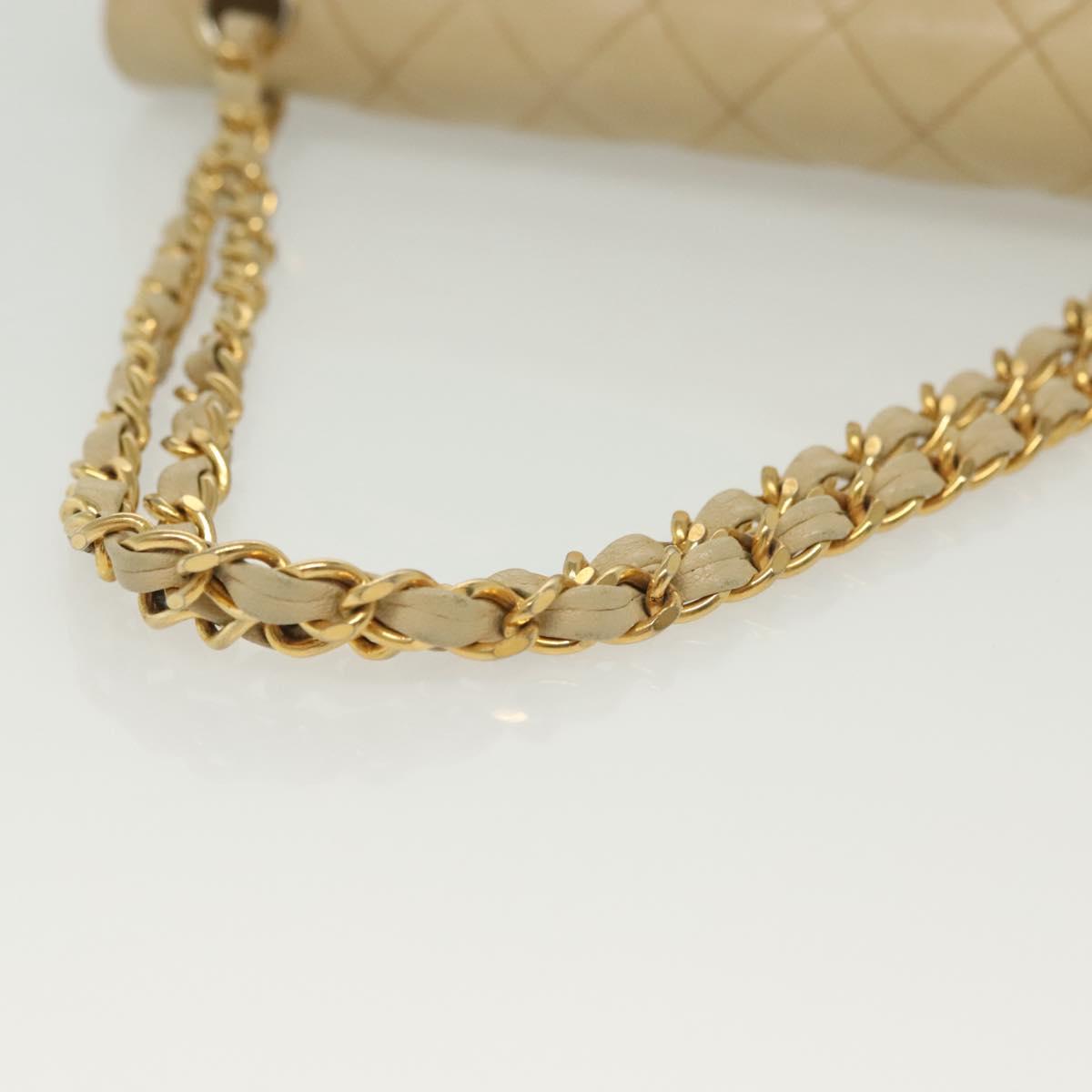 Chanel Vintage Square Classic Double Flap Bag Quilted Leather, BEIGE, LEATHER, Shoulder bag