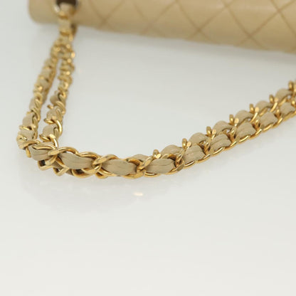 Chanel Vintage Square Classic Double Flap Bag Quilted Leather, BEIGE, LEATHER, Shoulder bag