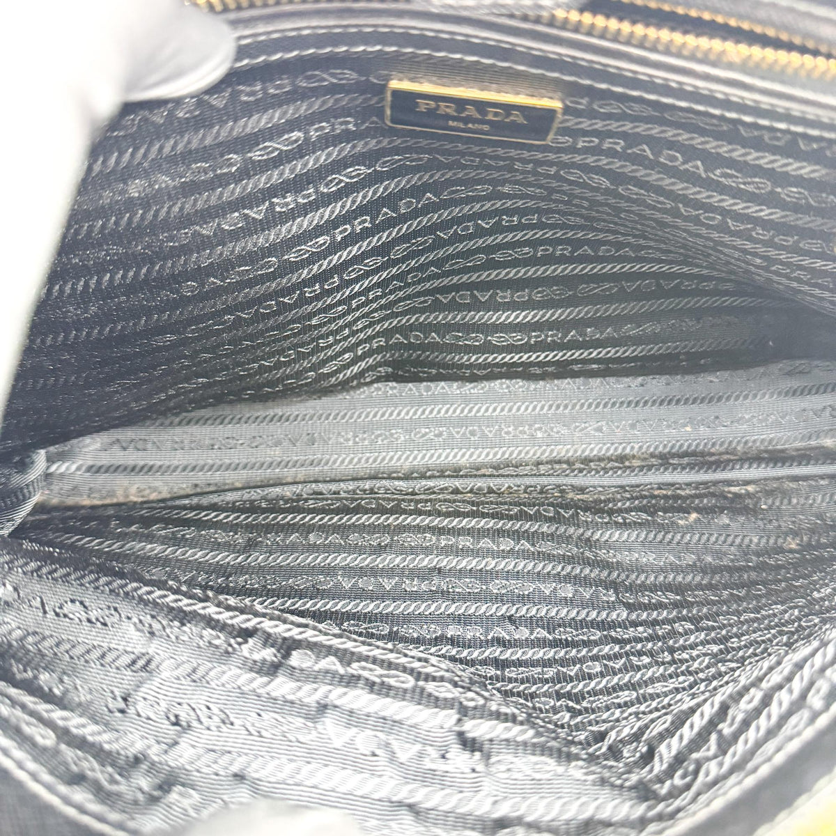 Prada Galleria  Strap Leather, Black, Leather, Handbag
