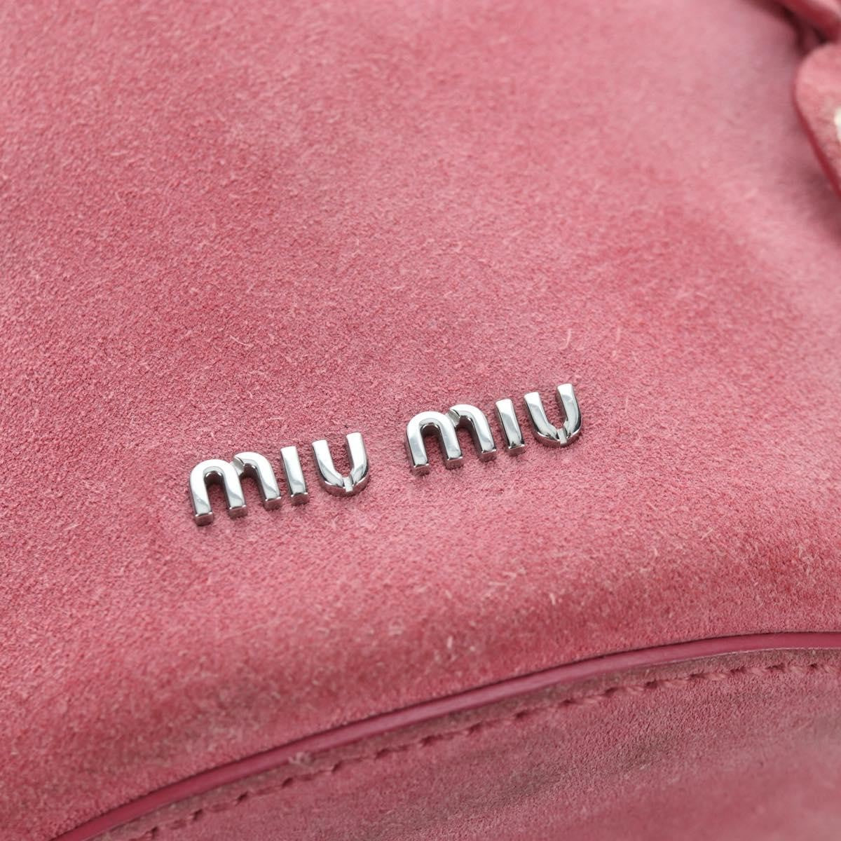 Miu Miu Convertible Bucket Leather with Applique, Pink, Suede, Handbag