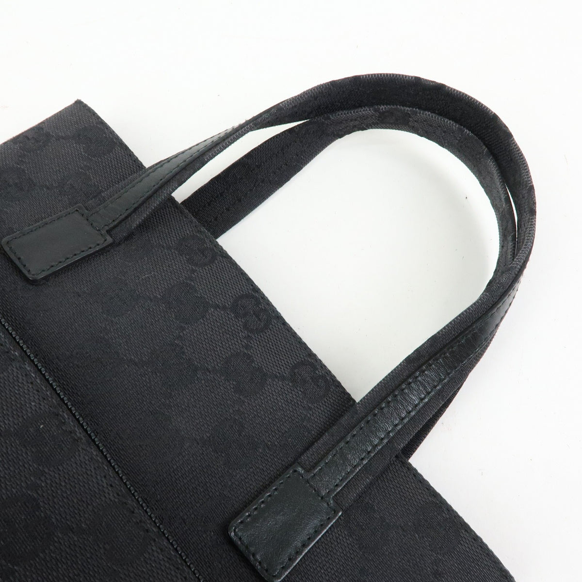 Gucci Tote GG Canvas and Leather, Black, Canvas, Tote Bag