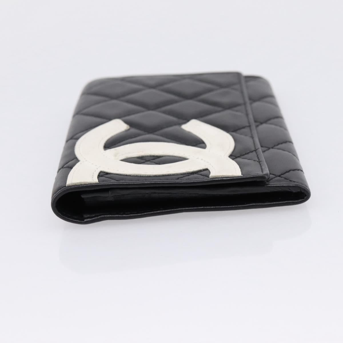 Chanel Cambon Flap Card Case Quilted Lambskin, Black, Leather, Card Holder