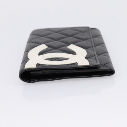 Chanel Cambon Flap Card Case Quilted Lambskin, Black, Leather, Card Holder