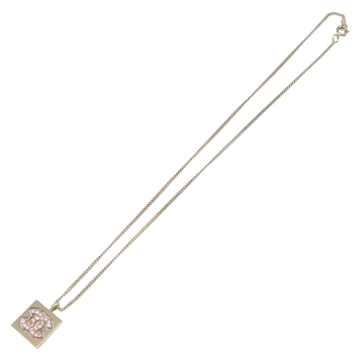 Chanel Square CC Pendant Metal, Gold, Metal, Necklace