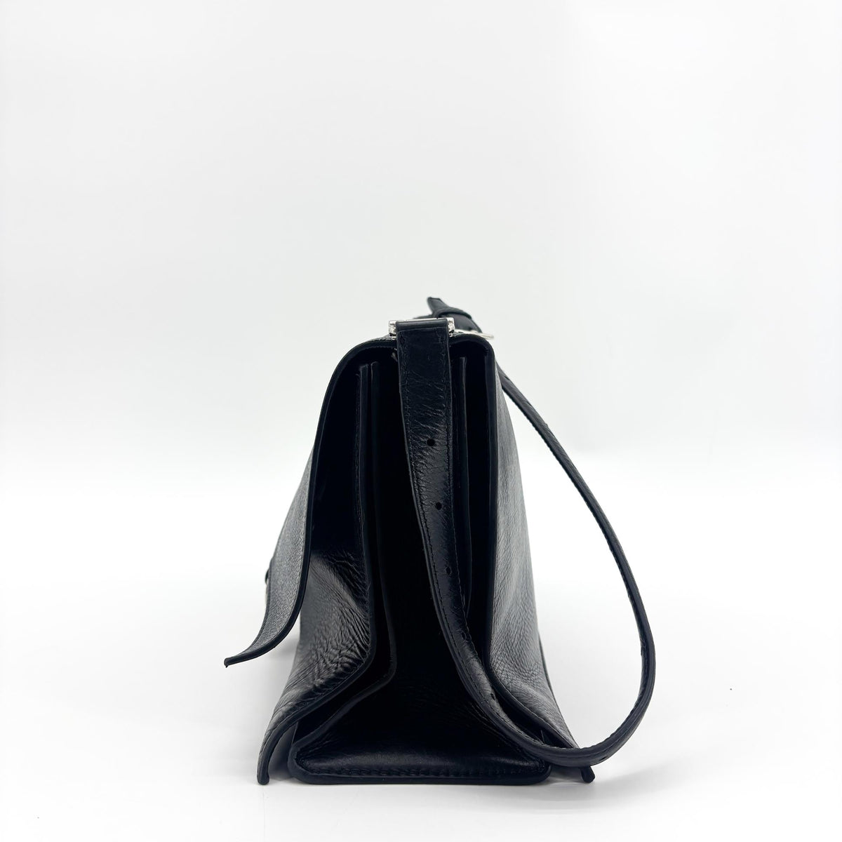 Balenciaga Downtown Soft Hourglass Leather, Black, Leather, Shoulder Bag
