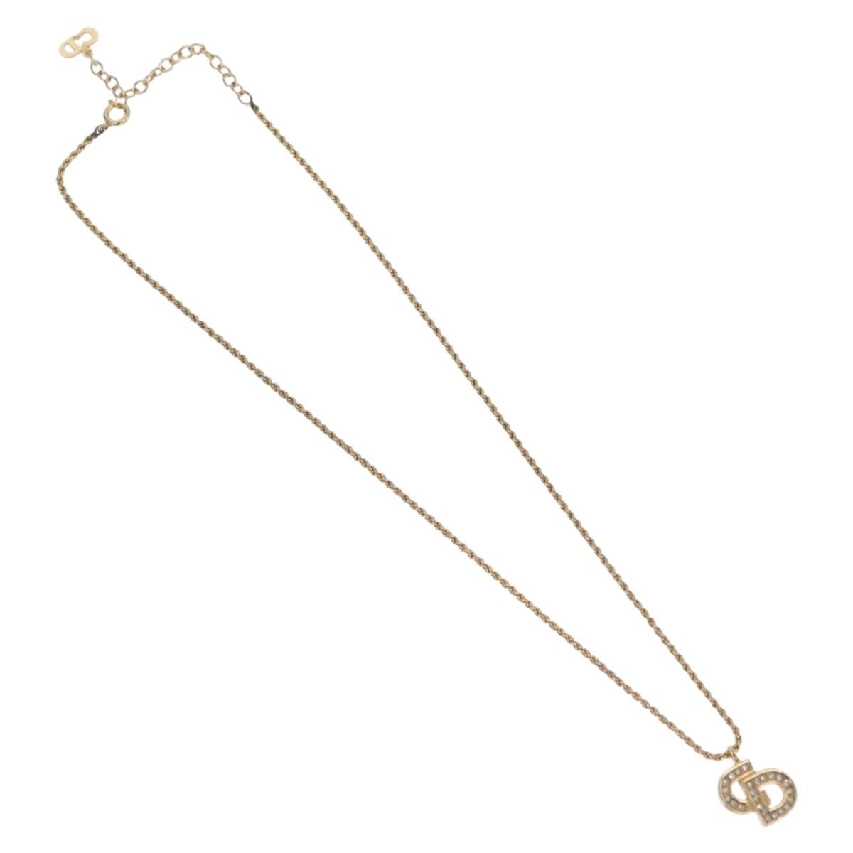 Christian Dior CD Pendant Metal and Crystals, Gold, Metal, Necklace