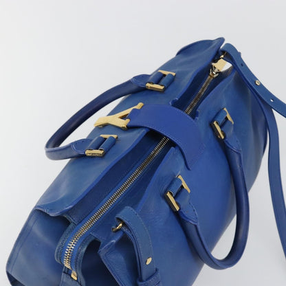 Saint Laurent Classic Y Cabas Leather, Blue, Leather, Tote Bag