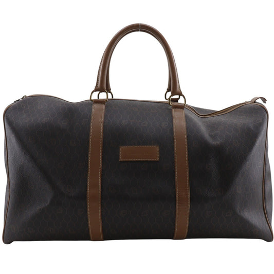 Christian Dior Vintage Duffle Honeycomb Coated Canvas, Brown, Canvas, Handbag