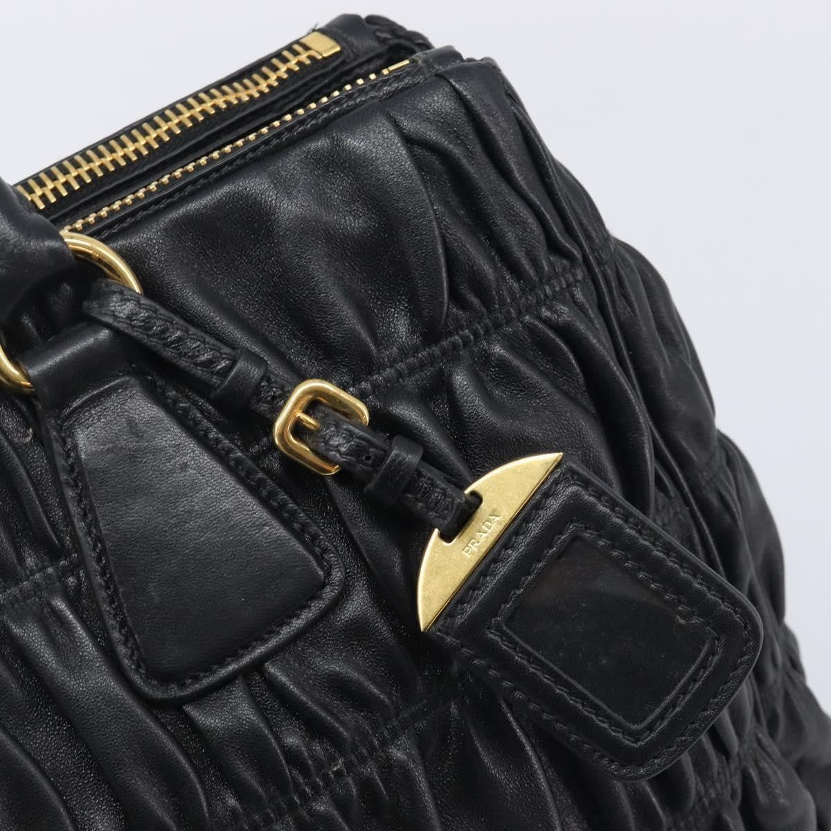 Prada Gaufre Double Zip Convertible Nappa Leather, Black, Leather, Tote Bag