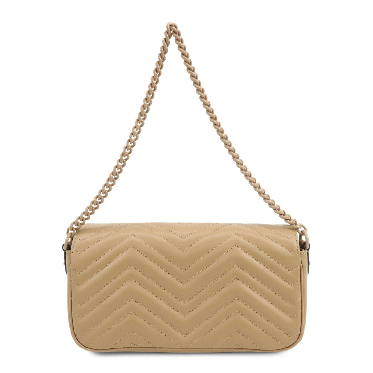 Gucci GG Marmont Monochrome Chain Matelasse Leather, Beige, Leather, Crossbody Bag