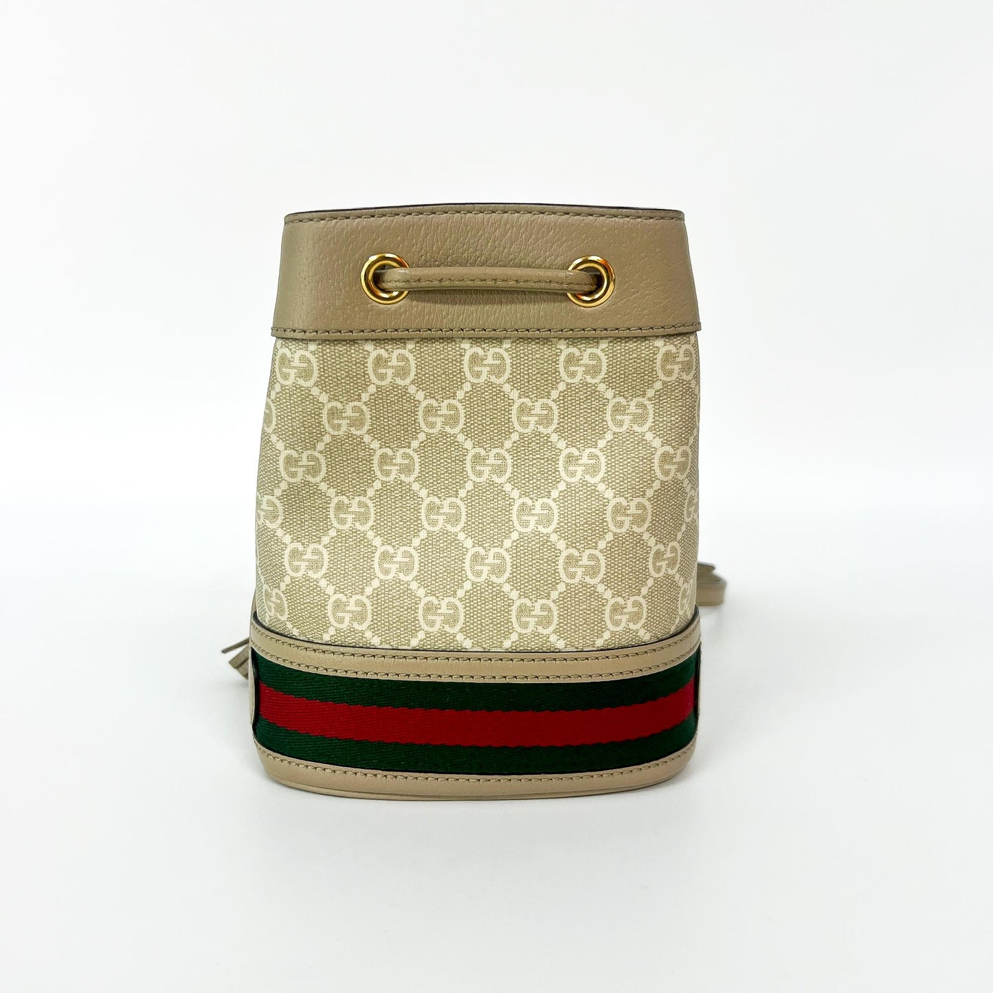 Gucci Ophidia Bucket Bag Jumbo GG Canvas with Leather, Beige, Leather, Handbag